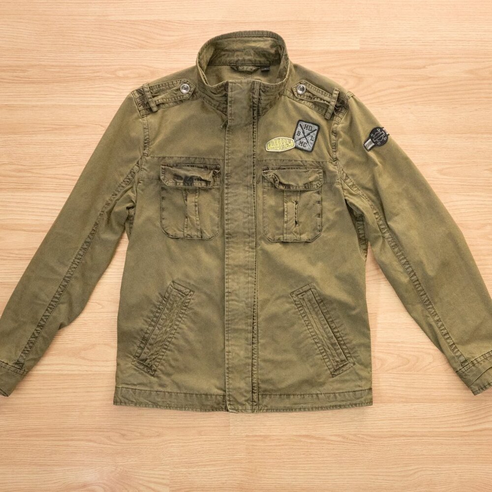 Harley-Davidson Men's Patch Cargo Casual Jacket, Dark Olive Green, Size L